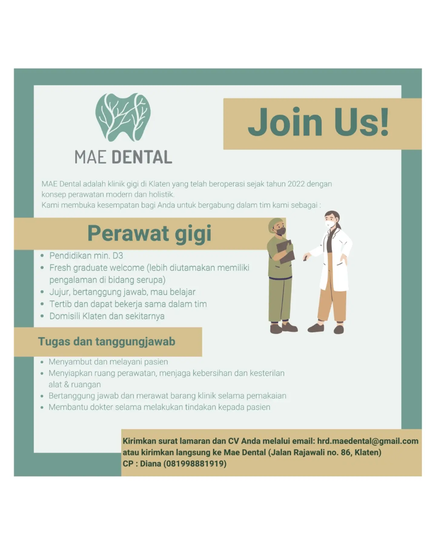 Poster Lowongan Kerja MAE Dental Slide 1