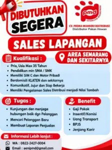 Lowongan Kerja Sales Lapangan di CV. Prima Mandiri Distribusi (Klaten / Semarang dan sekitarnya)