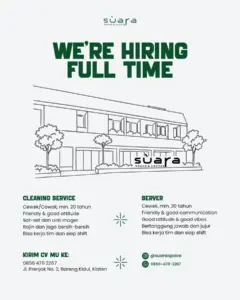 Lowongan Kerja di Suara Space & Coffee (Cleaning Service & Server) – Klaten