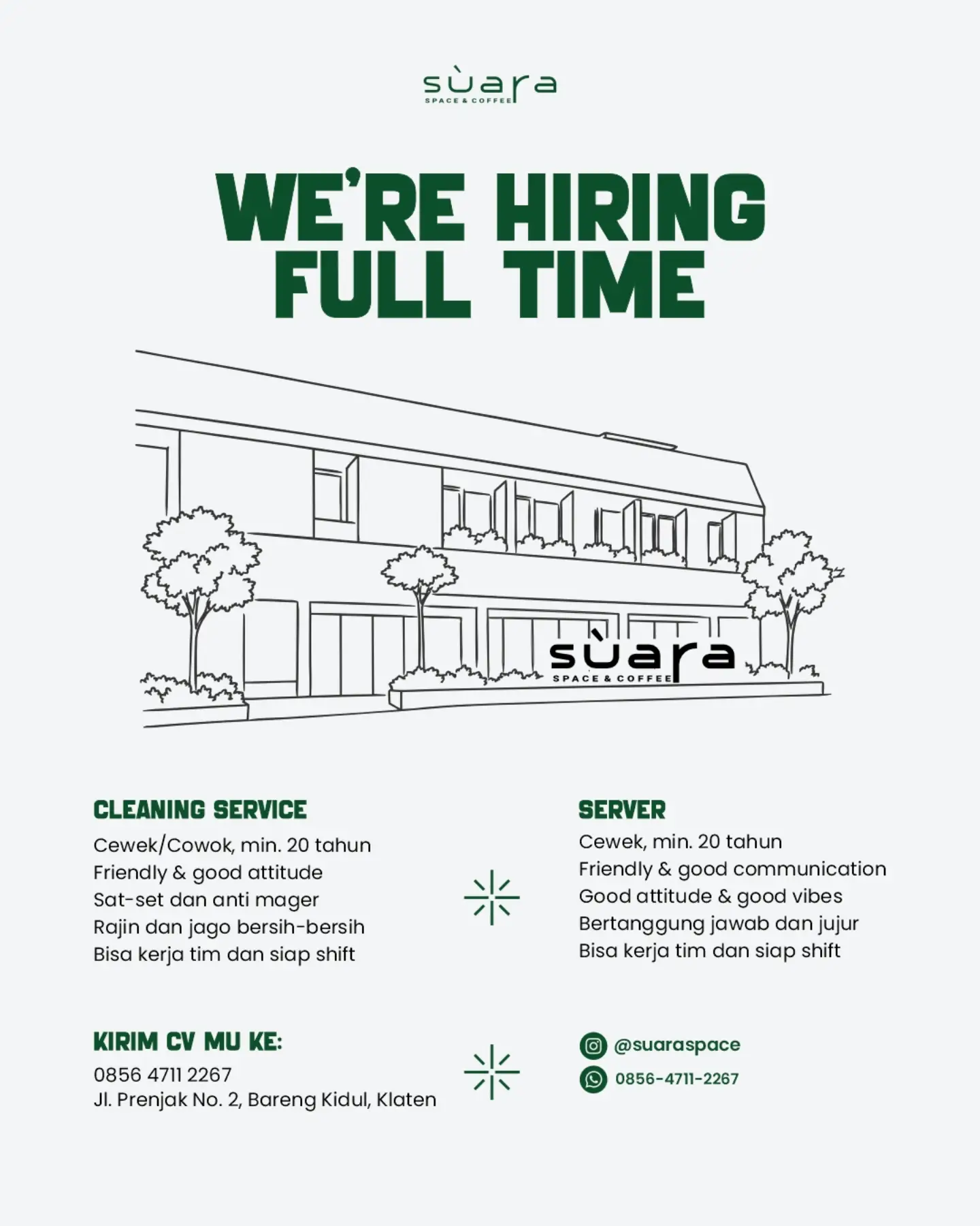 Poster Lowongan Kerja Suara Space & Coffee