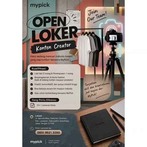 Poster Lowongan Kerja Konten Creator - MyPick