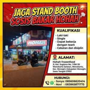 Lowongan Kerja Jaga Stand Booth Sosis Bakar Hohah di Sosis Bakar Hohah (Hohah Frozenfood) (Wonogiri)