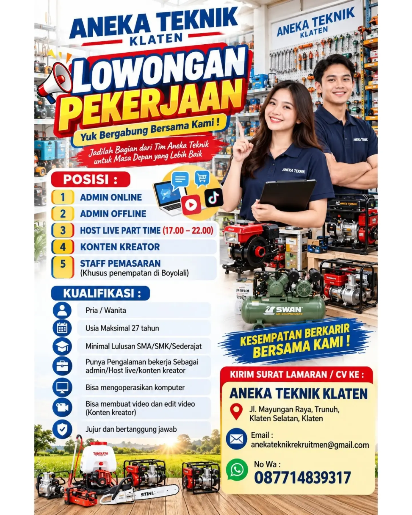 Poster Lowongan Kerja Aneka Teknik Klaten