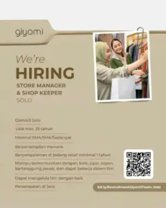 Lowongan Kerja STORE MANAGER & SHOP KEEPER di Giyomi (Solo)