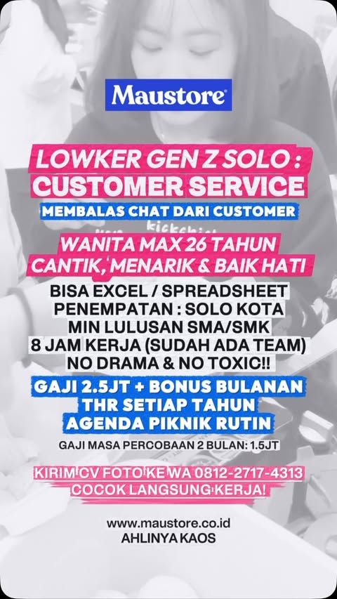 Poster Lowongan Kerja Customer Service - Maustore