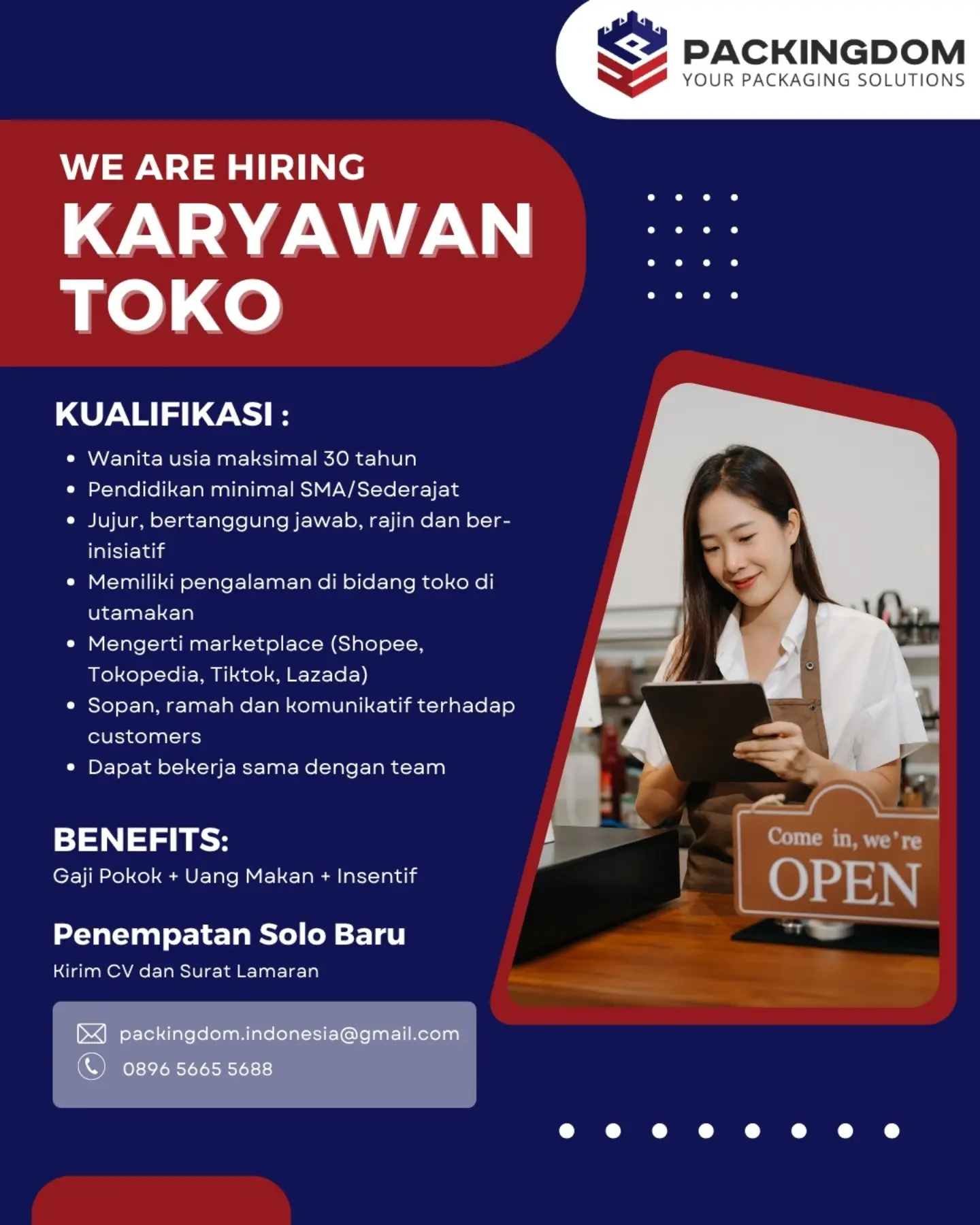 Poster Lowongan Kerja Karyawan Toko - PACKINGDOM