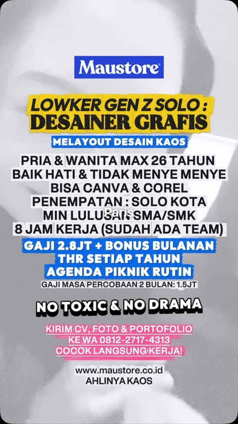 Poster Lowongan Kerja Desainer Grafis - Maustore