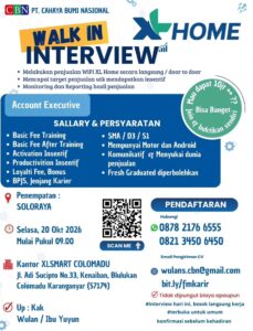 Lowongan Kerja Account Executive di PT. Cahaya Bumi Nasional (XL Home) (Solo Raya)