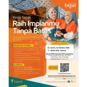 Lowongan Kerja Bankir Pemberdaya (Community Officer) di Bank BTPN Syariah (Sukoharjo)