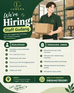 Lowongan Kerja Staff Gudang di Lumera Indonesia (Klaten Tengah, Klaten)