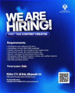 Lowongan Kerja Part Time Content Creator di Gudang Macbook (Solo)