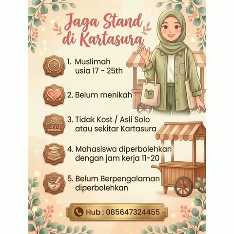 Poster Lowongan Kerja Jaga Stand - Stand Kuliner Kartasura