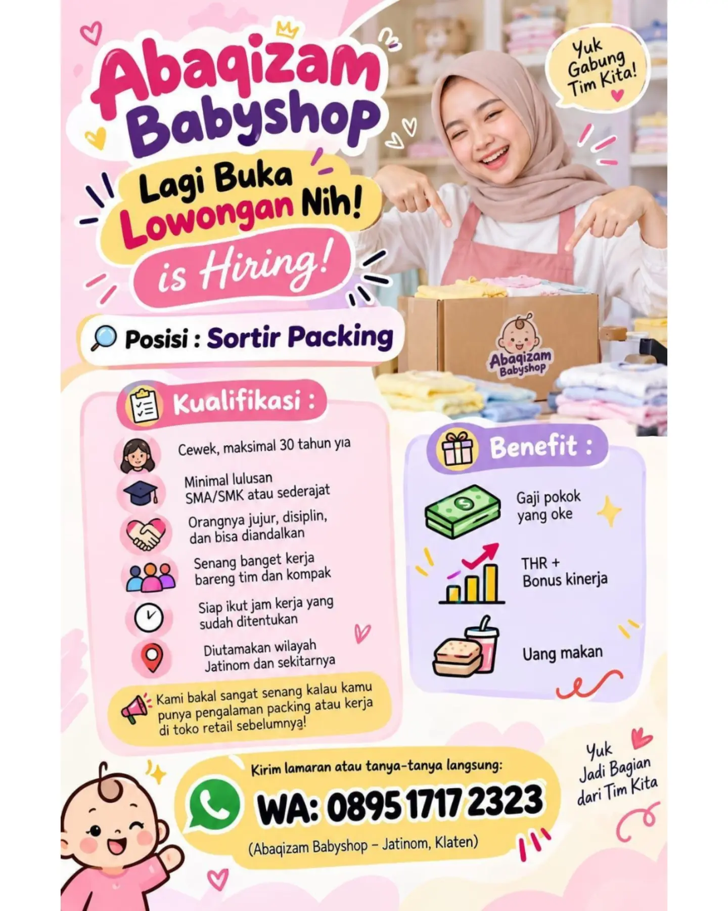 Poster Lowongan Kerja Sortir Packing - Abaqizam Babyshop