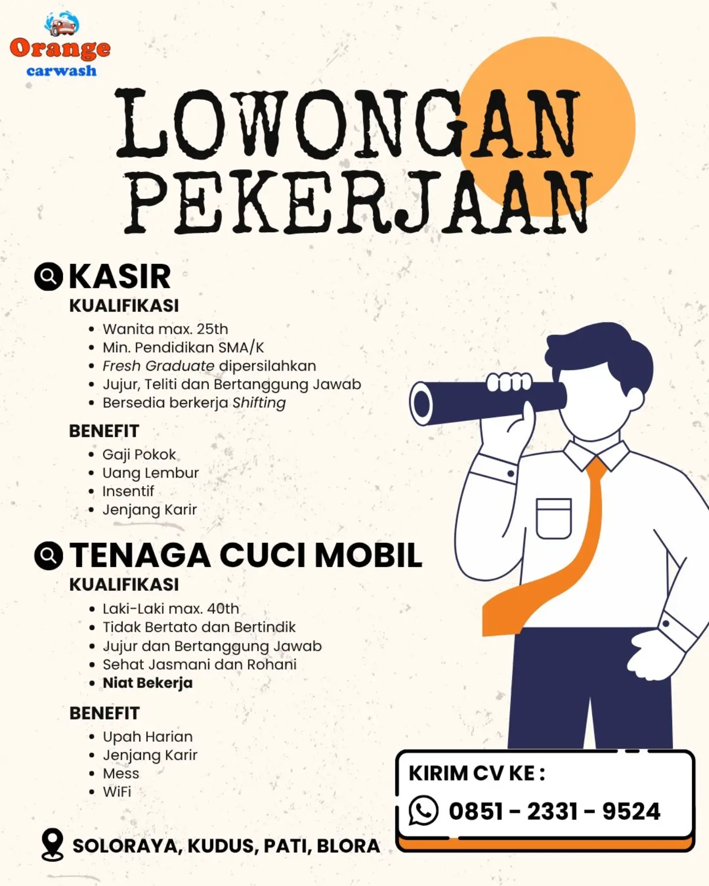 Poster Lowongan Kerja Orange Carwash