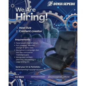 Lowongan Kerja di Dunia Sepeda (Host Live & Content Creator) – Sukoharjo