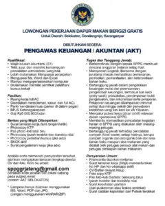 Lowongan Kerja Pengawas Keuangan / Akuntan (AKT) di Badan Gizi Nasional (SPPG Selokaton) (Selokaton, Gondangrejo, Karanganyar)
