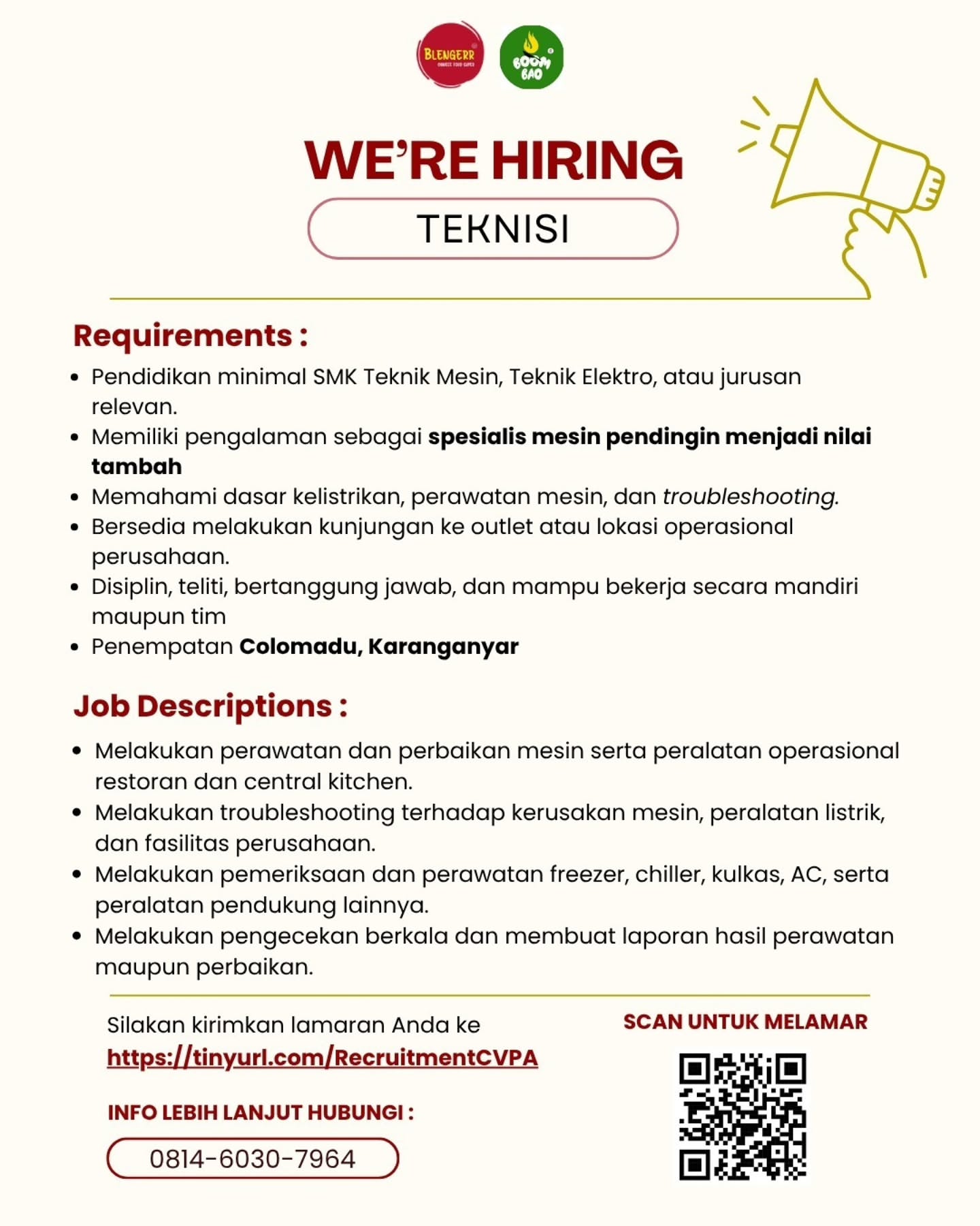 Poster Lowongan Kerja CV Pesta Abadi Slide 1