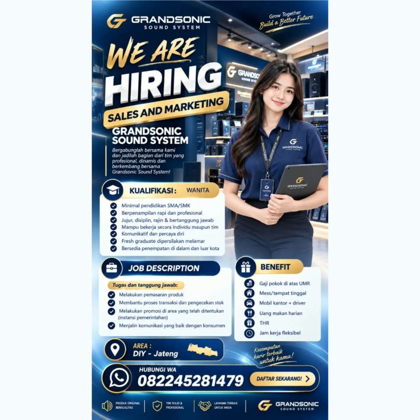 Poster Lowongan Kerja Sales and Marketing - Grandsonic Sound System