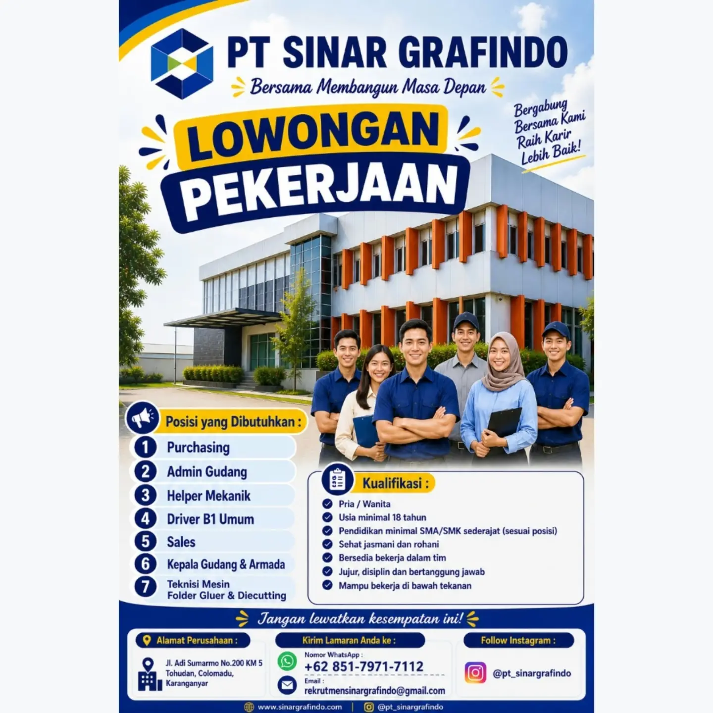 Poster Lowongan Kerja PT Sinar Grafindo