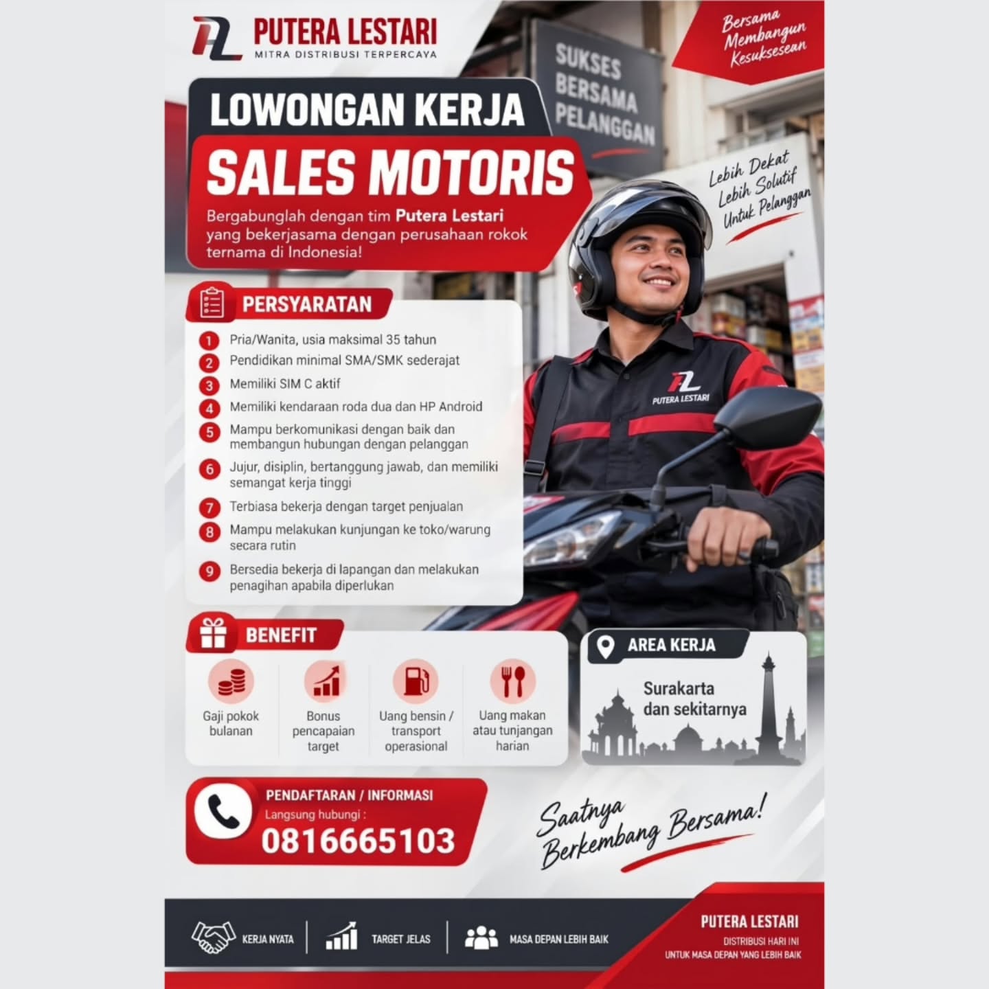 Poster Lowongan Kerja Sales Motoris - Putera Lestari