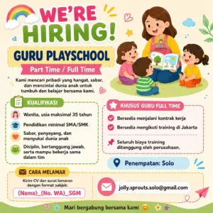 Lowongan Kerja Guru Playschool (Part Time / Full Time) di Jolly Sprouts Solo (Solo)