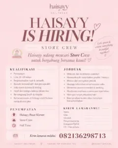 Lowongan Kerja Store Crew di Haisayy Dailywear (Solo (Haisayy Pasar Klewer))