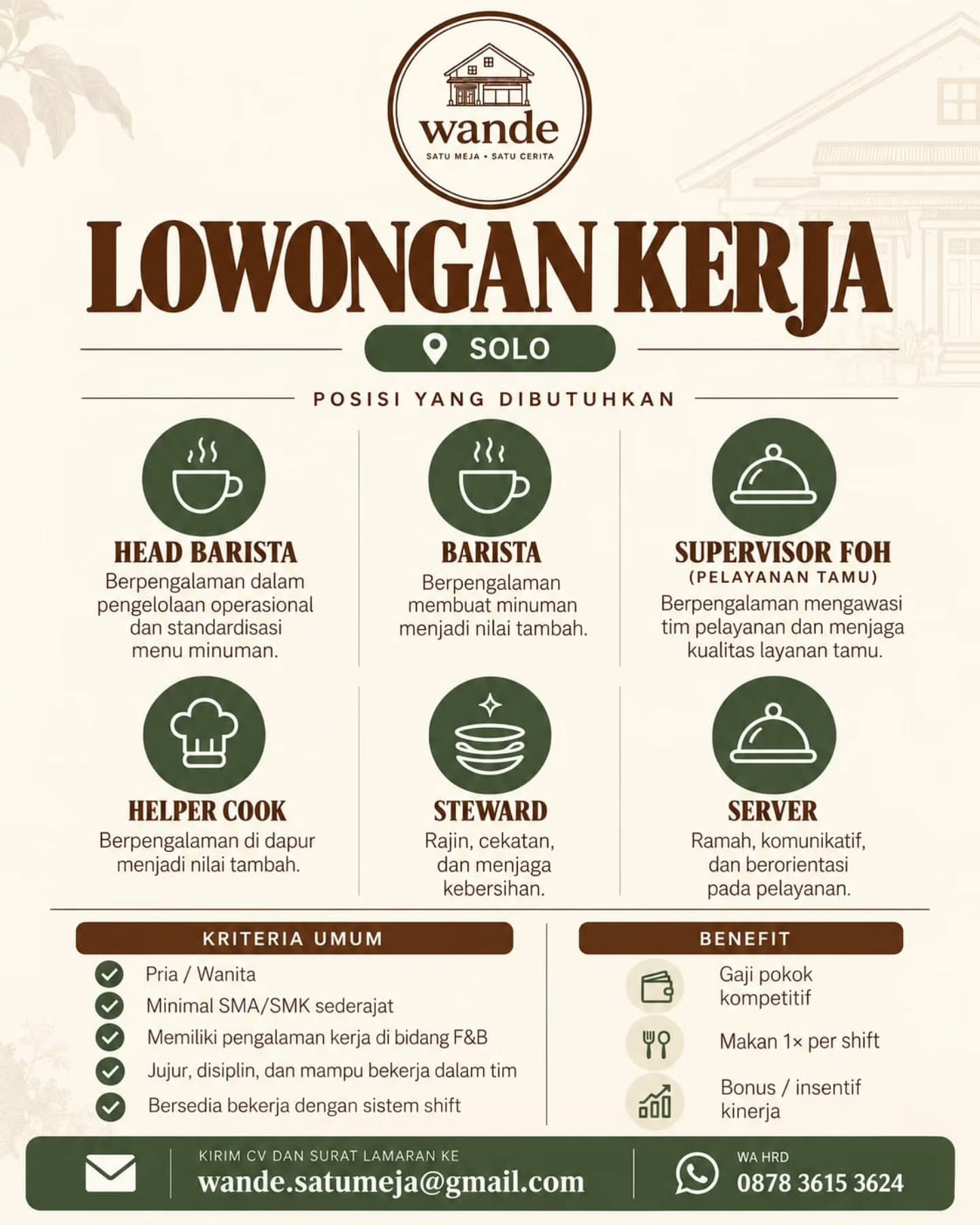 Poster Lowongan Kerja Wande (Satu Meja Satu Cerita)