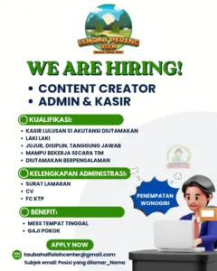 Lowongan Kerja di Lembah Pereng View (Content Creator & Admin & Kasir) – Wonogiri