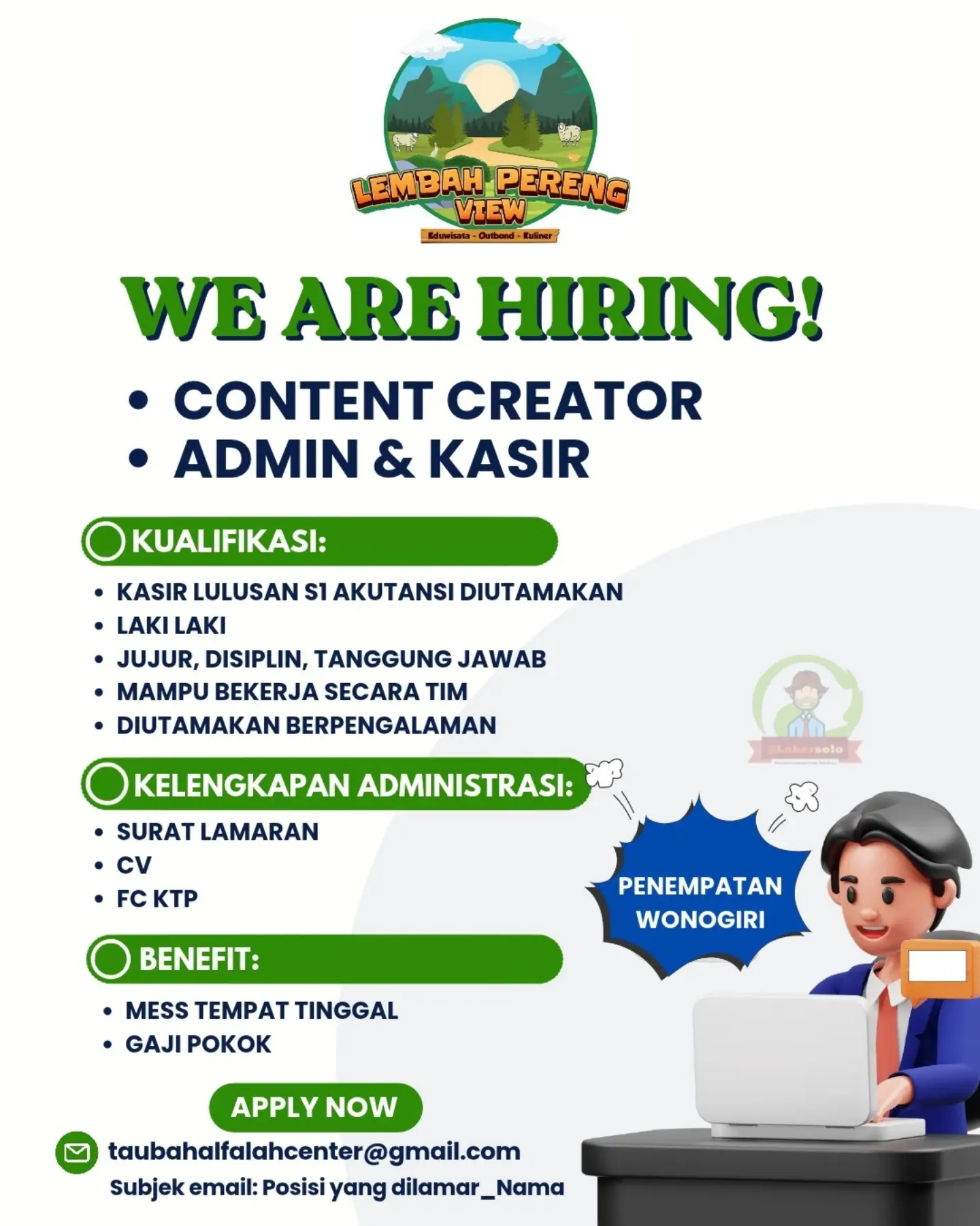 Poster Lowongan Kerja Lembah Pereng View
