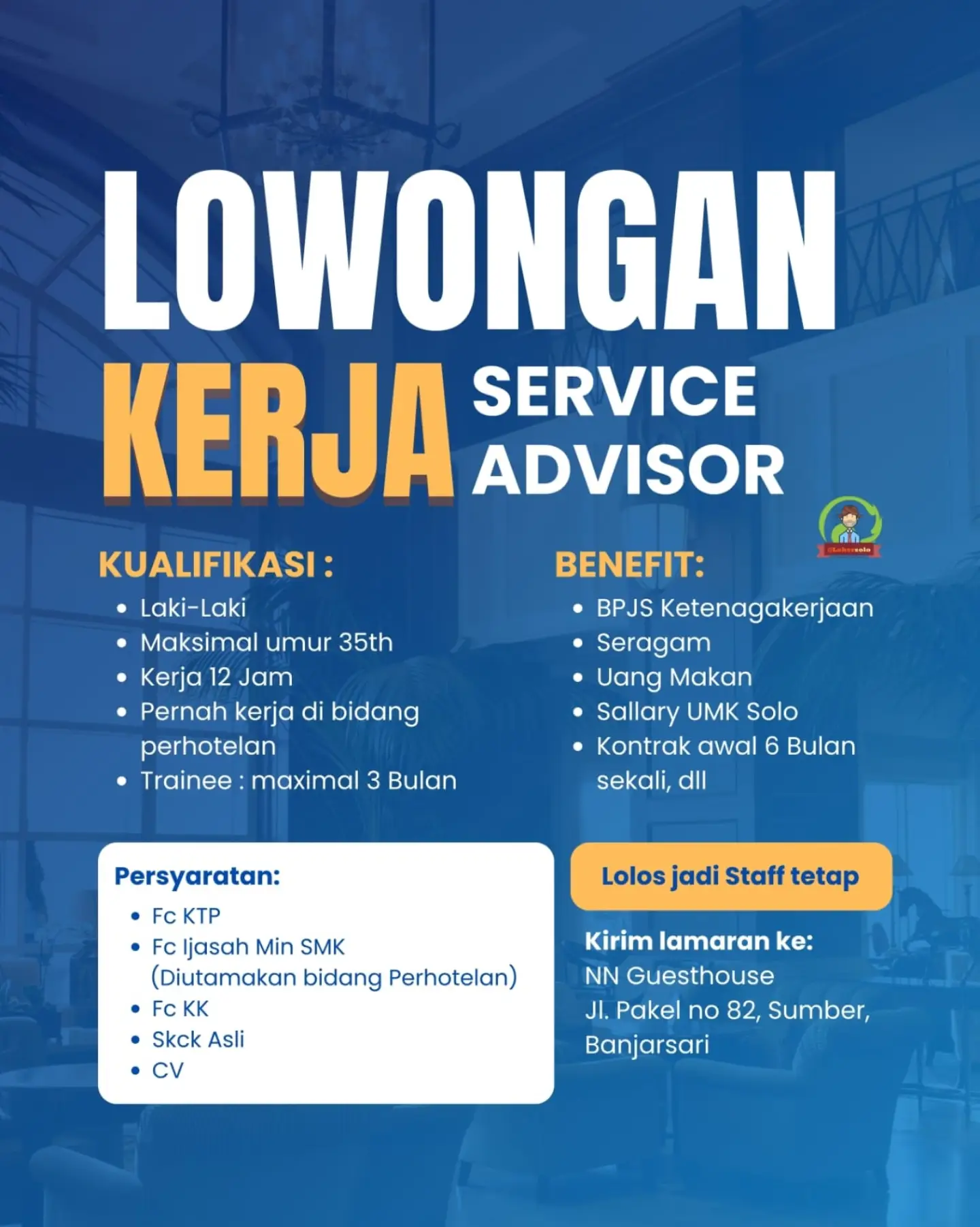 Poster Lowongan Kerja NN Guest House Slide 1