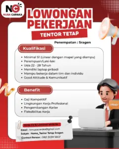 Lowongan Kerja TENTOR TETAP di NUSA CARAKA (Sragen)