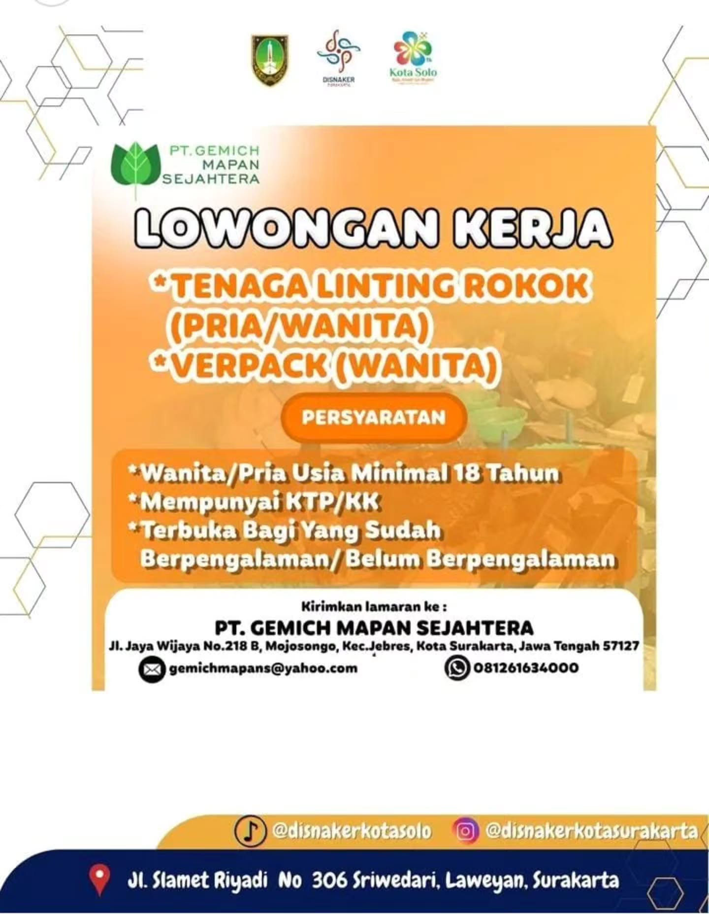 Poster Lowongan Kerja PT. Gemich Mapan Sejahtera
