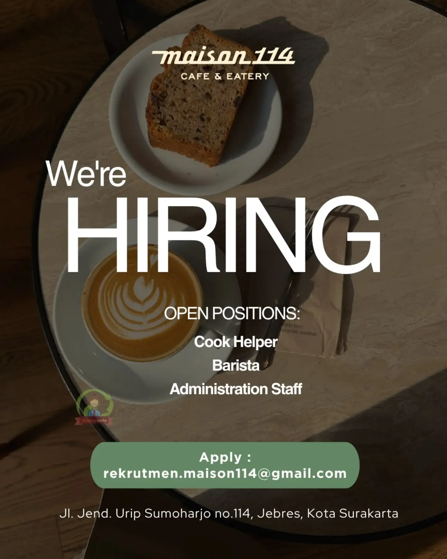 Poster Lowongan Kerja Maison 114 Cafe & Eatery