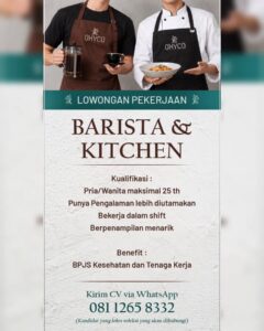 Lowongan Kerja Barista & Kitchen di Oxyco (Solo)