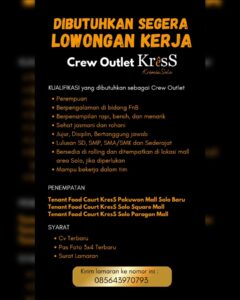 Lowongan Kerja Crew Outlet di KresS Kremes Solo (Solo & Solo Baru (Pakuwon Mall, Solo Square, Solo Paragon))