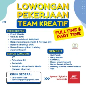 Lowongan Kerja Team Kreatif di Spexta Digiprint Indonesia (Surakarta)