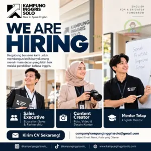 Lowongan Kerja di Kampung Inggris Solo (Sales Executive, Content Creator, & Mentor Tetap) – Solo