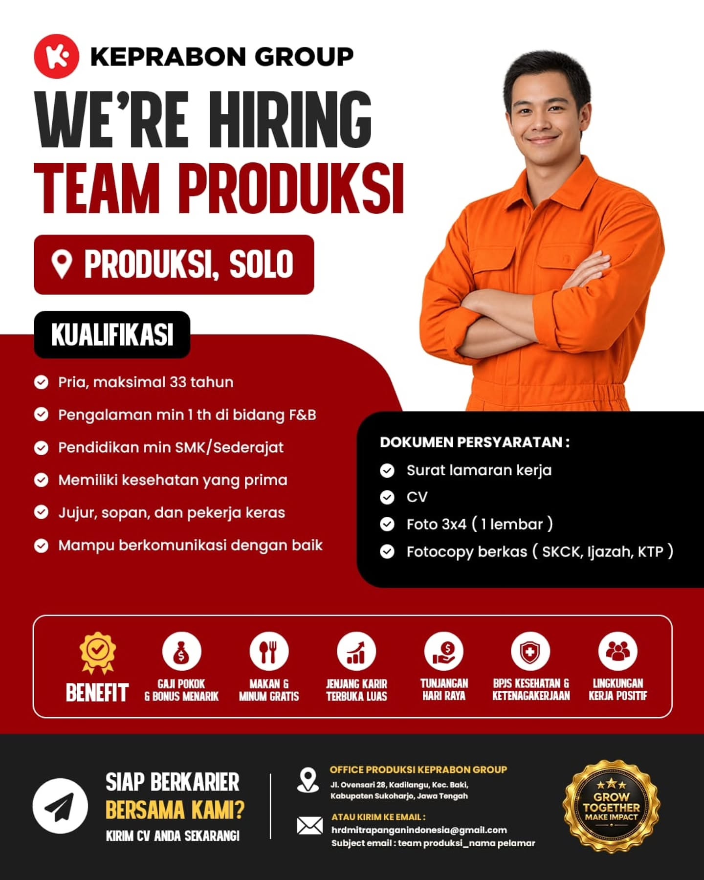 Poster Lowongan Kerja Team Produksi - Keprabon Group