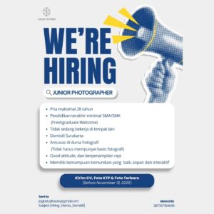 Lowongan Kerja Junior Photographer di Joglo Studio (Surakarta)