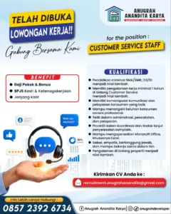 Lowongan Kerja di Anugrah Anandita Karya (Customer Service Staff, Quality Control & Penanggung Jawab Proyek, & Administration Staff) – Klaten
