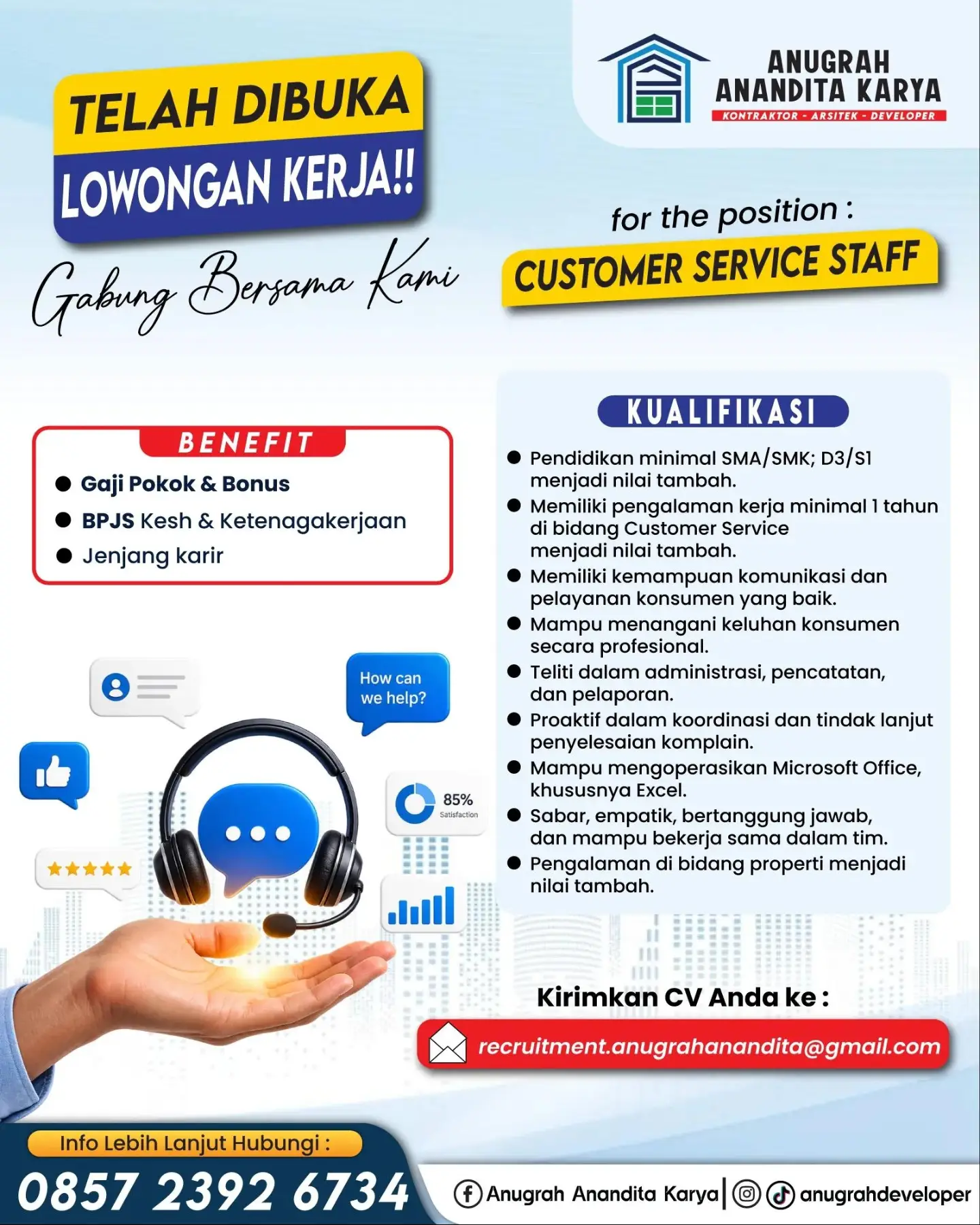 Poster Lowongan Kerja Anugrah Anandita Karya Slide 1