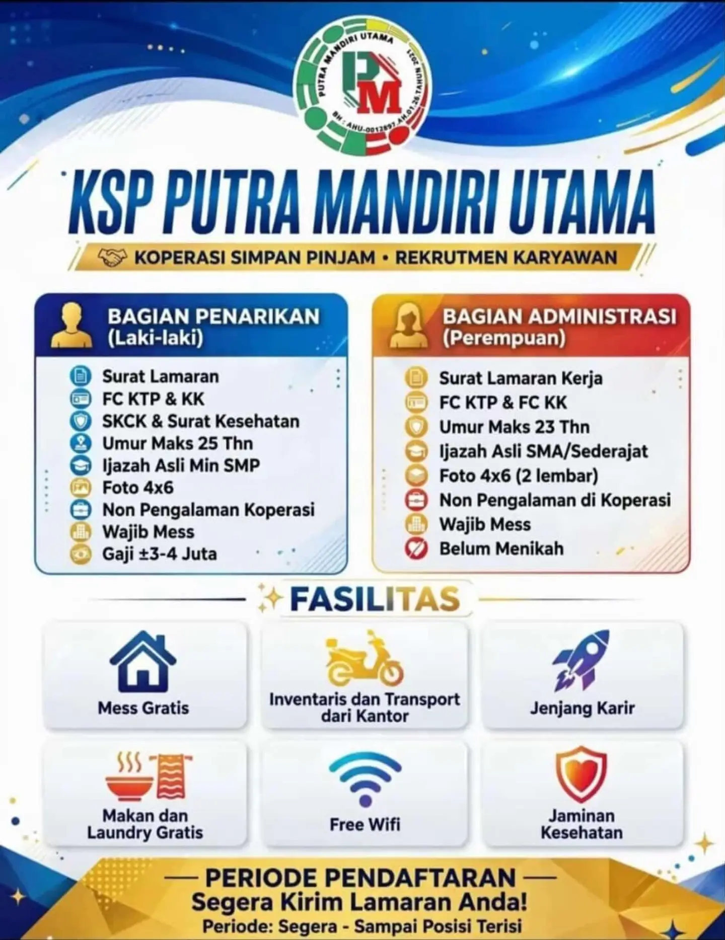 Poster Lowongan Kerja KSP Putra Mandiri Utama