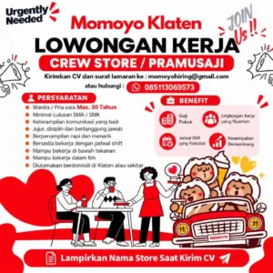 Lowongan Kerja Crew Store / Pramusaji di Momoyo Klaten (Klaten)