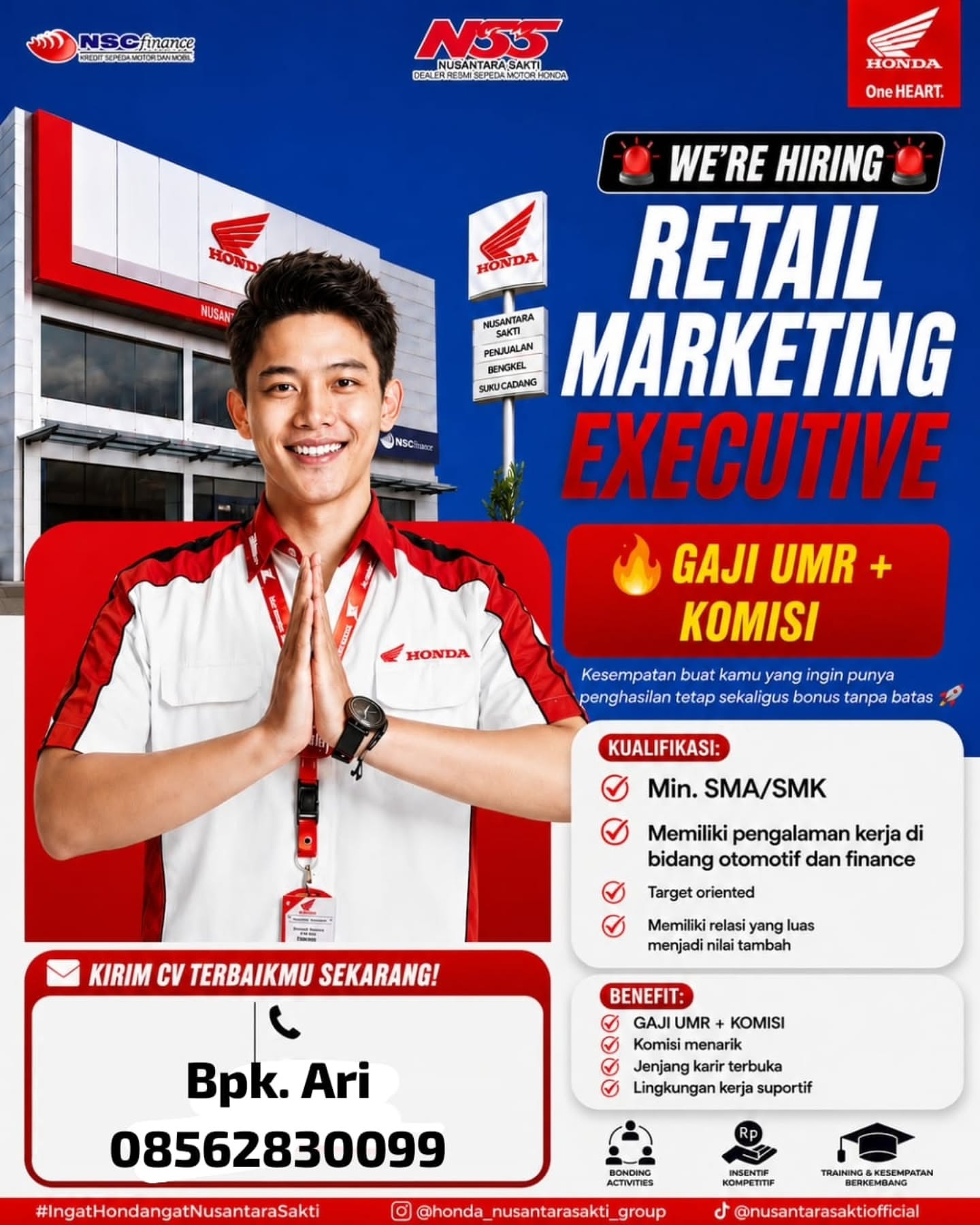Poster Lowongan Kerja Retail Marketing Executive - Nusantara Sakti (NSC Finance)