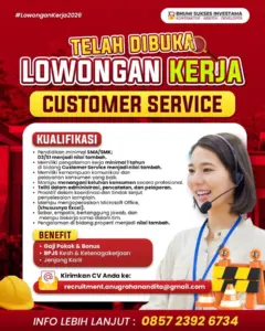 Lowongan Kerja Customer Service di Bhumi Sukses Investama (Klaten)