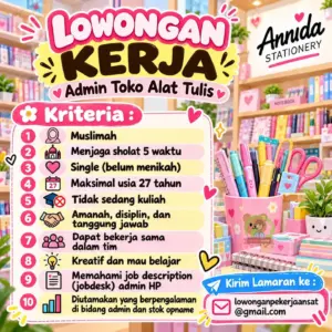 Lowongan Kerja Admin Toko Alat Tulis di Annida Stationery (Toko Annida) (Solo)