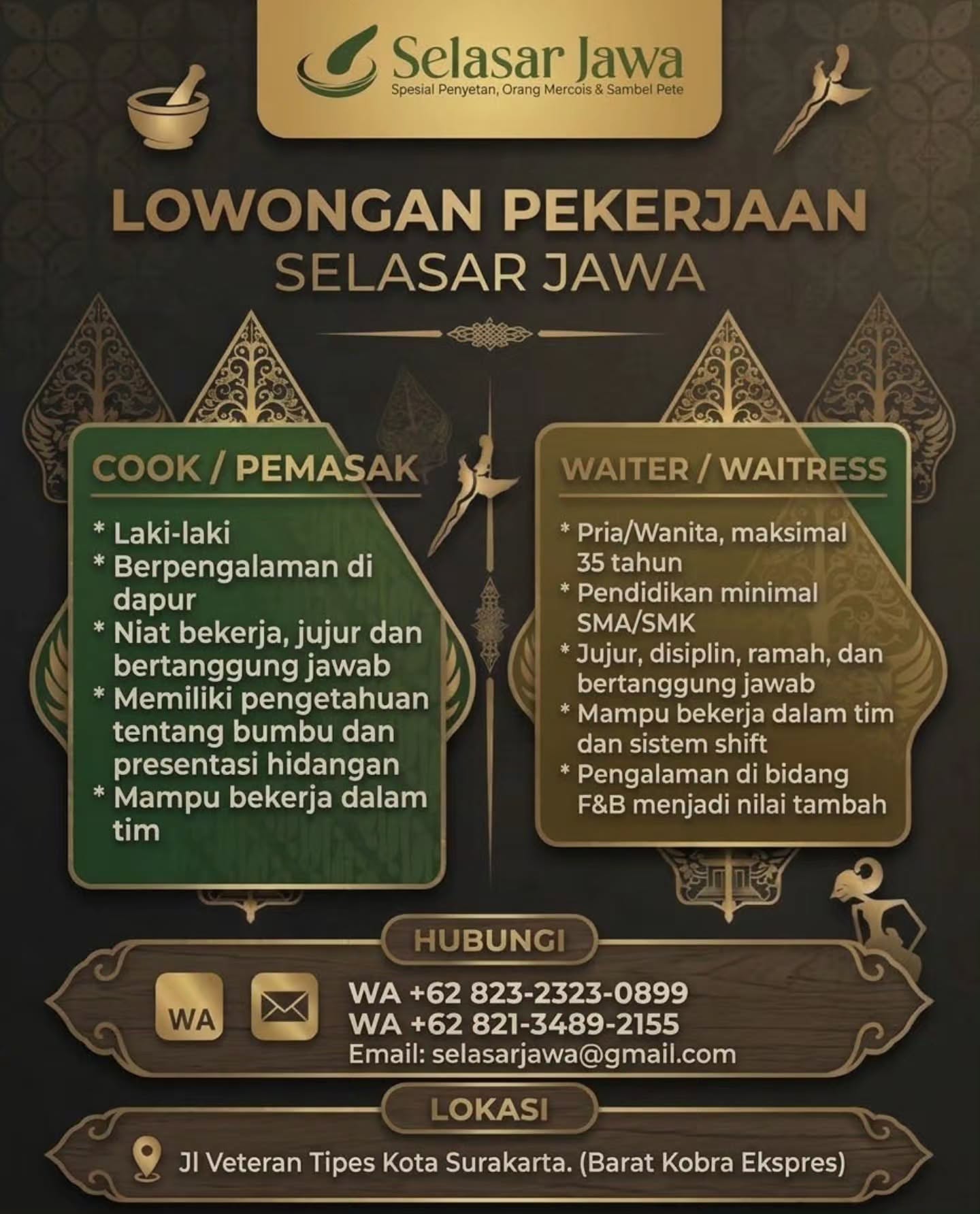 Poster Lowongan Kerja Selasar Jawa