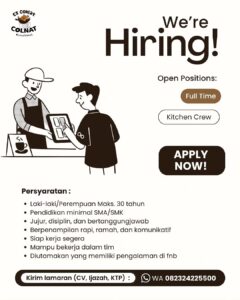 Lowongan Kerja Kitchen Crew di Es Coklat Colnat (Solo)