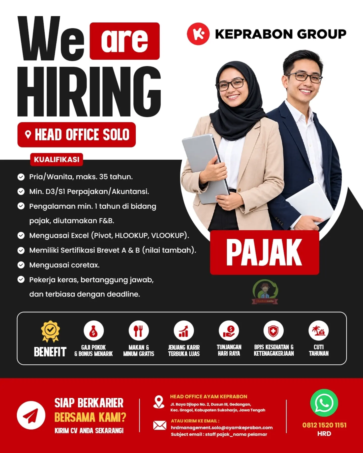 Poster Lowongan Kerja Staff Pajak - Keprabon Group
