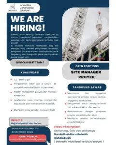 Lowongan Kerja Site Manager Proyek di Innovative Construction Solutions (Solo, Semarang dan sekitarnya)